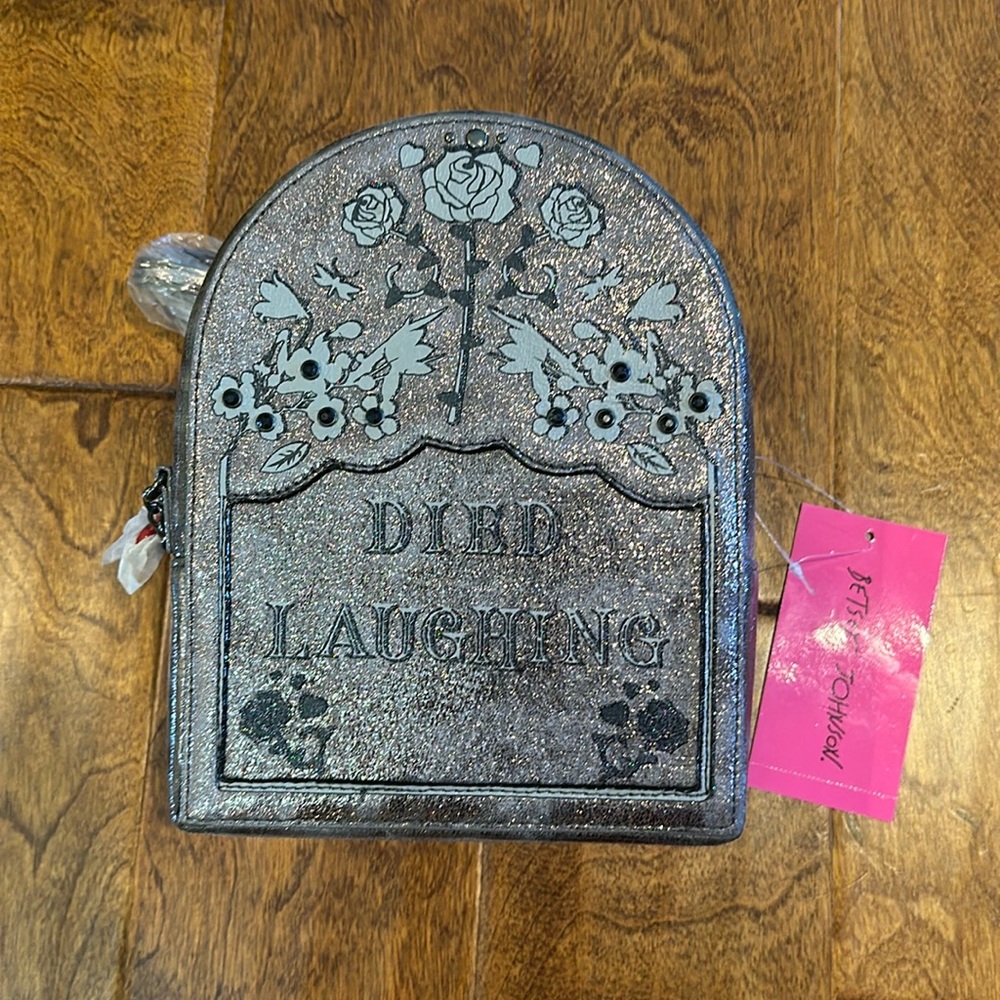 Betsy Johnson Grave Stone “Died Laughing” Crossbody